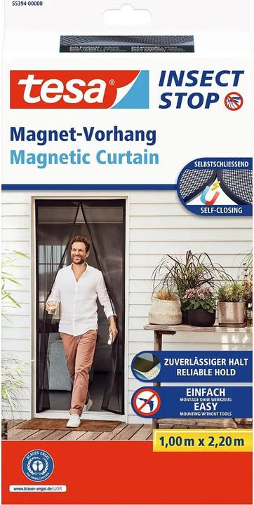 Image du produit tesa Moustiquaire magnétique pour portes de balcon et de terrasse, à fermeture automatique, montage sans (100 x 220 cm)