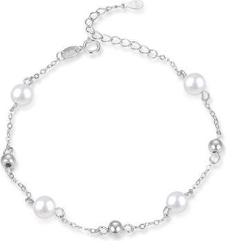 Agato Elegant silver bracelet with pearls AGB759/21P