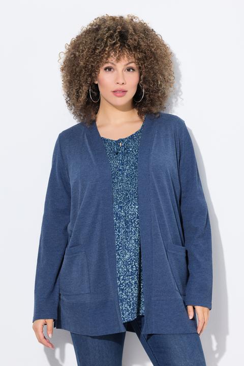 Image du produit Ulla Popken Veste en molleton, texture gaufrée. Coupe ouverte, manches longues. (54)