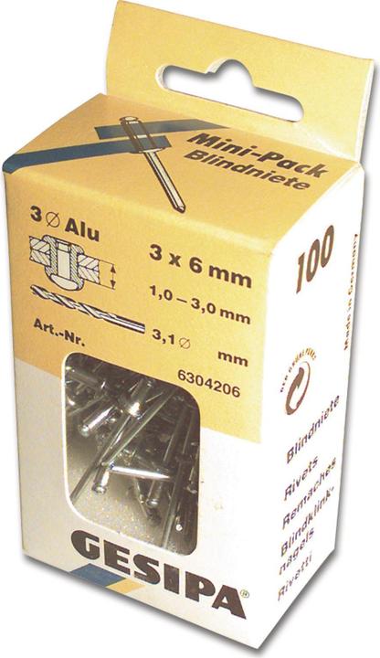 Produktbild Gesipa Blindnieten 5,0x10mm mitt.Alu