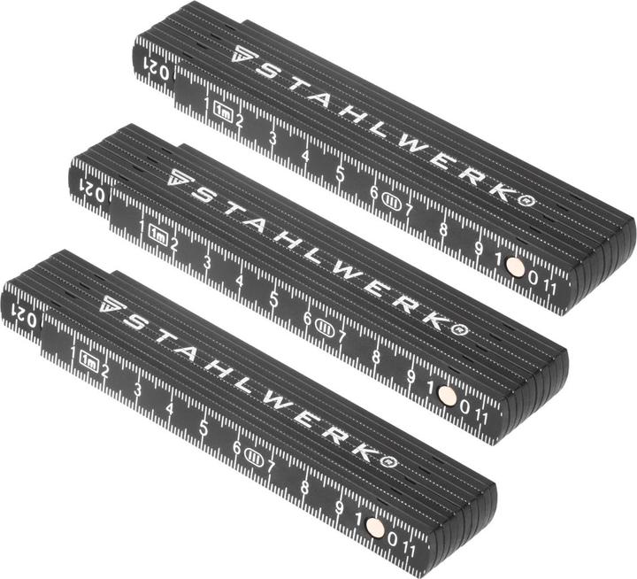 Actual product image Stahlwerk Folding rule set of 3 1 metre precision plastic folding rule folding rule (Metric)