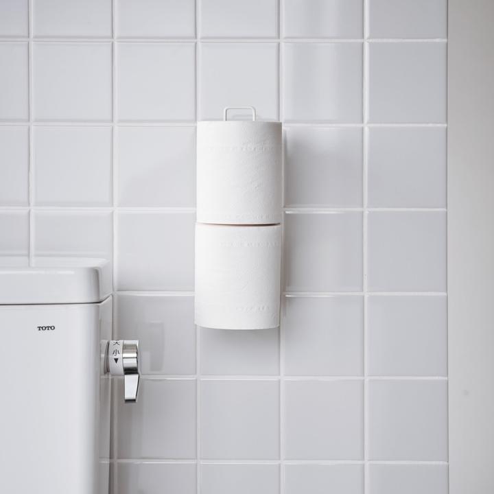 Actual product image Yamazaki Adhesive hook toilet roll holder TOWER