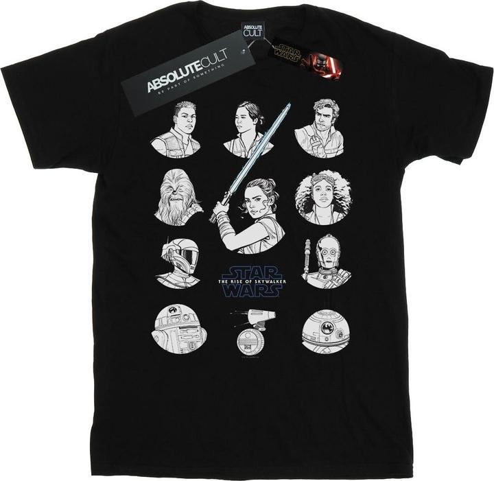 Actual product image Star Wars Mens The Rise Of Skywalker Resistance Charcter Line Up Mono T-Shirt (3XL)