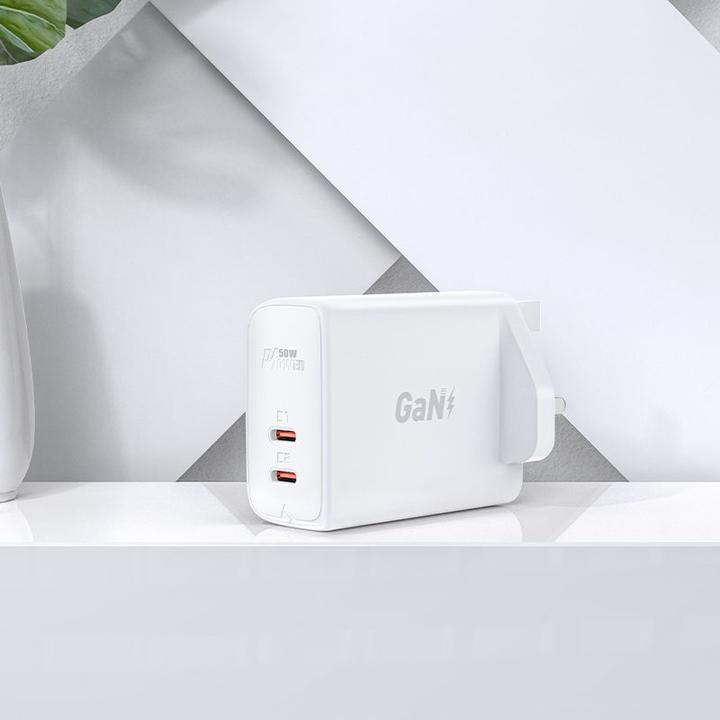 Image du produit Acefast GaN charger (UK plug) 2x USB Type C 50W, Power Delivery, PPS, Q3 3.0, AFC, FCP (A32 UK) (50 W)