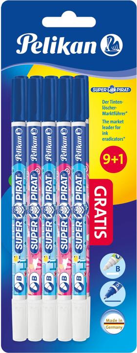 Pelikan Effaceur d'encre Super Pirat 850B, carte de 10 blisters deux pointes