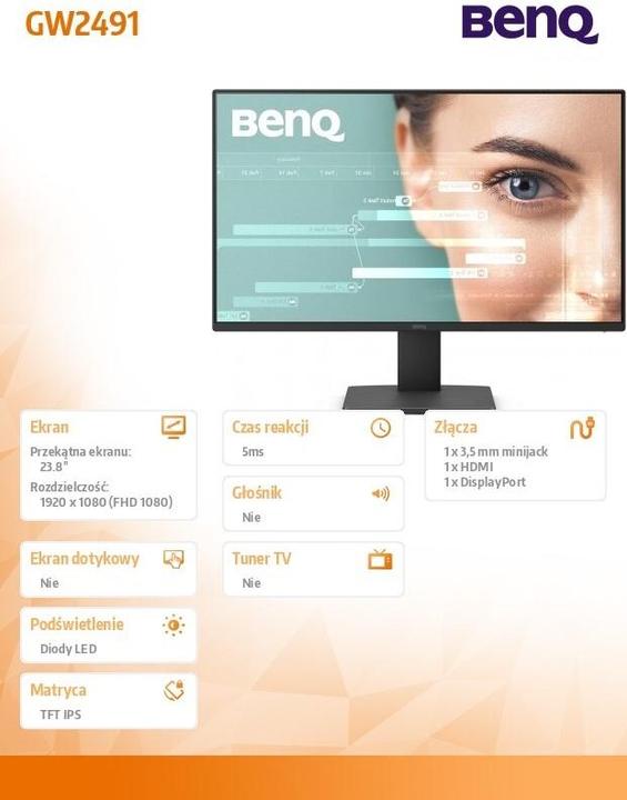 Actual product image BenQ GW2491 IPS 100HZ 24IN MONITOR (1920 x 1080 pixels, 24")