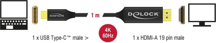 Produktbild Delock HDMI (Typ A) — USB Typ C (1 m, HDMI, USB Typ C)
