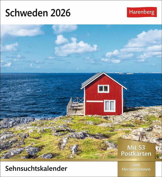 Produktbild Harenberg Schweden Sehnsuchtskalender 2026 - Wochenkalender mit 53 Postkarten (Deutsch)