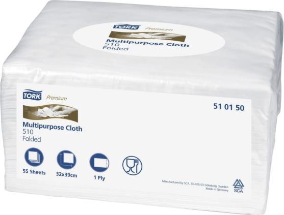Produktbild Tork 510150, Paper, White, 320 mm, 385 mm, 55 pc(s), 195 mm (1 Stk.)