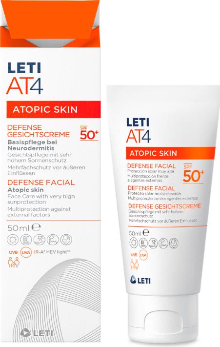 Actual product image Leti LETIAT4 Defense Face Cream SPF 50+, 50 ml Cream, 50 ml Cream (Suntan cream, SPF 50+, 50 ml)