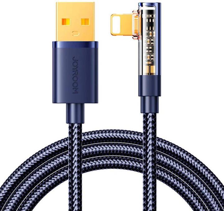 Actual product image Joyroom S-UL012A6 2.4A USB-A to Lightning Right Angle Fast Charging Data Cable 1.2m-Blue (1.20 m, USB 3.2 Gen 1)