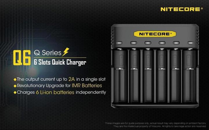 Immagine prodotto Nitecore Q6 6-Schacht-Ladegerät (1 pz., 14500, 16340, 18650, 26650, Accumulatore di carica elettrica)