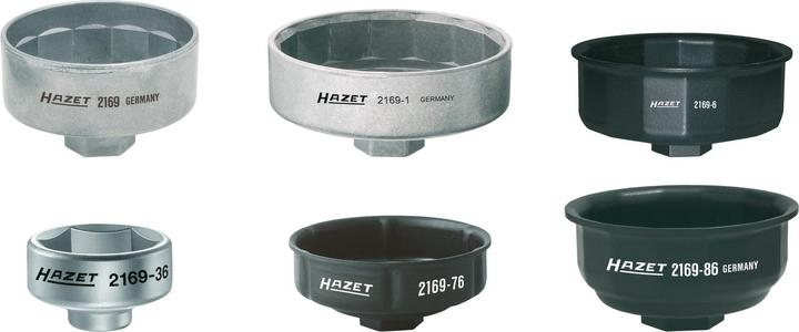 HAZET Ölfilter-Schlüssel Satz 2169/6 ∙ Vierkant10 mm (3/8 Zoll), Vierkant12,5 mm (1/2 Zoll) ∙ Aussen…