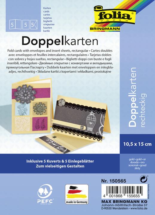 Produktbild Folia Doppelkarten rechteckig 220 g/m2 (5 Stk.)