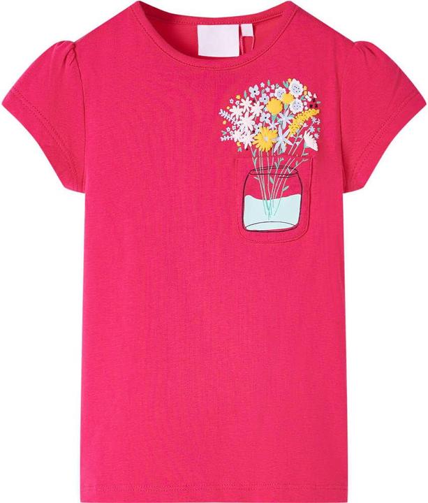 VidaXL Kinder-T-Shirt Knallrosa 140,Material: 95 % Baumwolle. 5 (140)