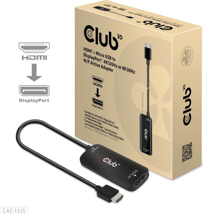 Actual product image Club 3D HDMI + Micro USB zu (DP, 0.72 cm)