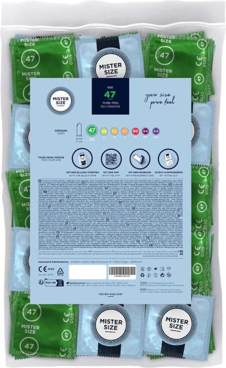 Produktbild Mister Size 47 mm Kondome, 100 Stück, Naturkautschuklatex, ultradünn, silikonbefeuchtet (100 Stk.)