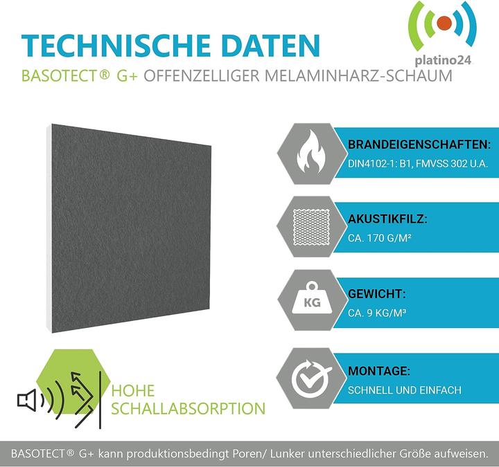 Image du produit Platino24 Absorbeur de son avec feutre acoustique (1 pcs)