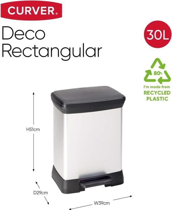 Immagine prodotto Curver Metallic Deco Bin 30L Mülleimer (30 l)