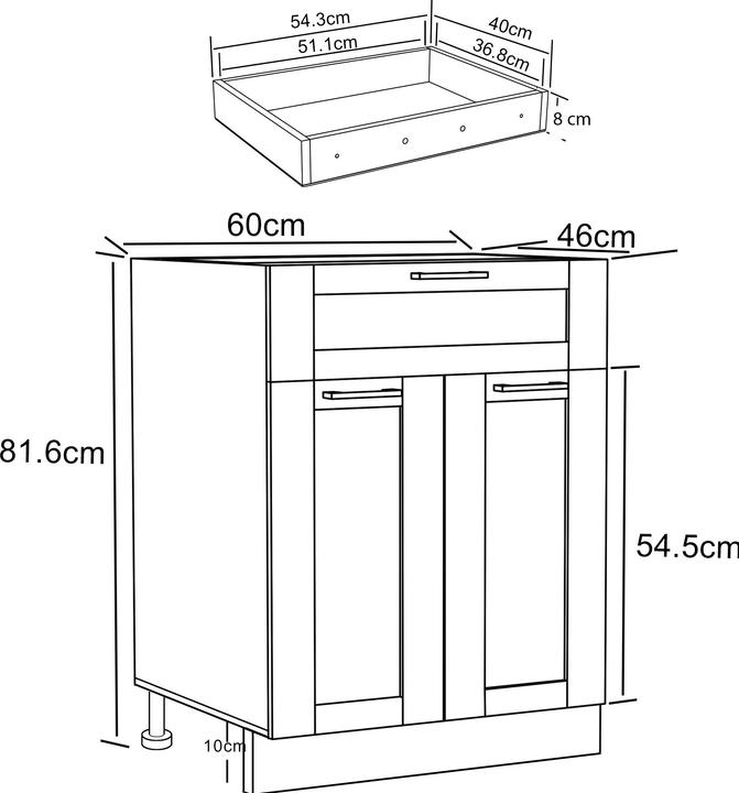 Produktbild VCM Küchenschrank B 60 cm Unterschrank Colura (60 x 46 x 82 cm)