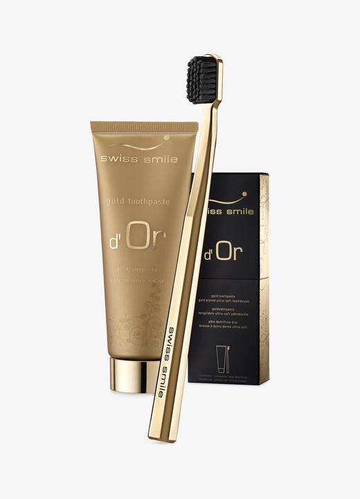 Actual product image Swiss Smile d'Or Gold Toothpaste & Toothbrush Set (75 ml)