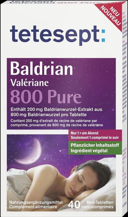 Actual product image Tetesept Valerian 800 Pure Tablets (40 Piece, Pills, 27 g)