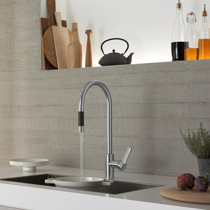 Actual product image Dornbracht Kitchen - Tara Ultra single lever faucet pull-down with shower function, projection 240mm