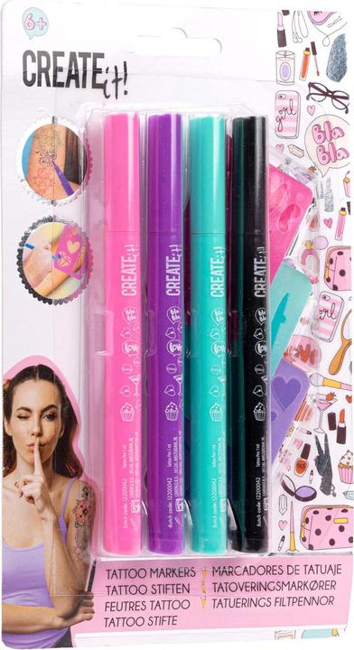 Produktbild Canenco Create It! Tattoo Pen mit Schablonen, 4St.