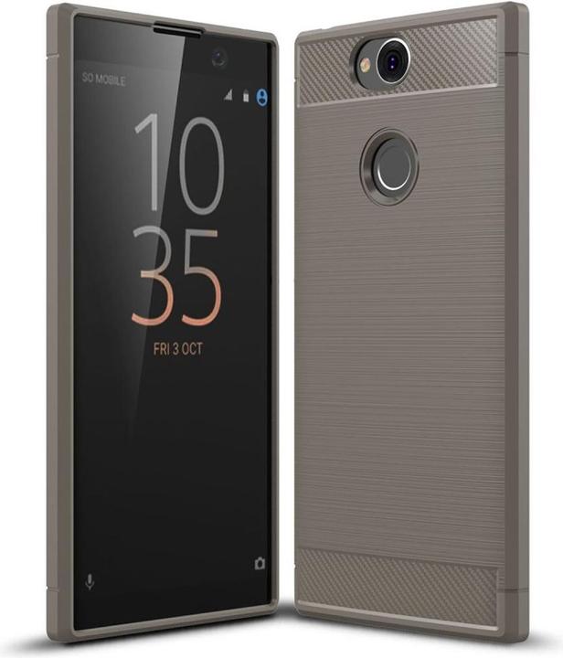 Produktbild König Design Hülle Handy Schutz für Sony Xperia XA2 Plus Case Cover Bumper Carbon Optik Grau (Xperia XA2 Plus)