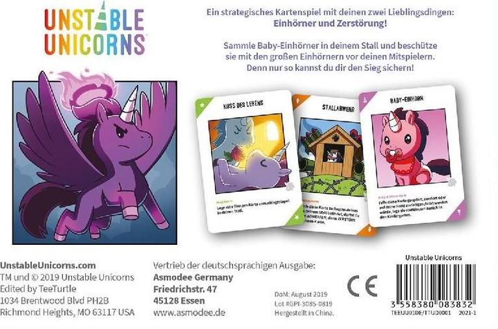 Actual product image Asmodée TTUD0001 - Unstable Unicorns - Card Game, for 2-8 players, from 8 years (DE Edition) (German)