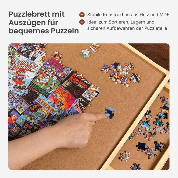 Produktbild Hermex Puzzlebrett mit Auszügen Puzzletafel Puzzleunterlage (1000 Teile)