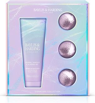 Baylis & Harding Badpflege-Geschenkset Jojoba-Vanille-Mandelöl - 4 Stück