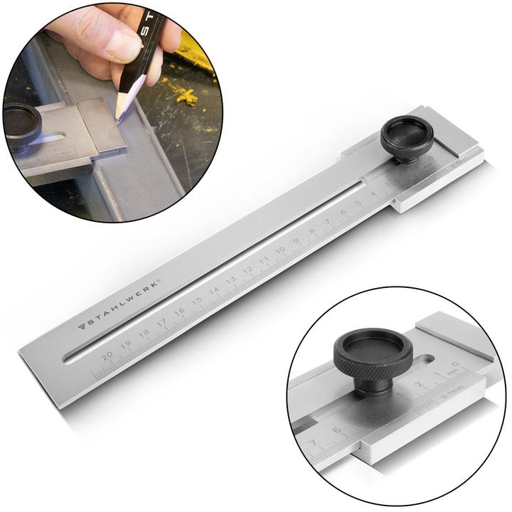 Image du produit Stahlwerk Mètre à tartiner avec plage de mesure de 200 mm et vernier de 0,1 mm en acier inoxydable (20 cm)
