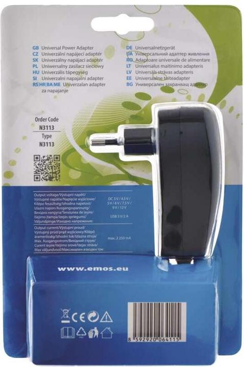 Produktbild Emos USB Netzteil 2250 mA + Adapterstecker