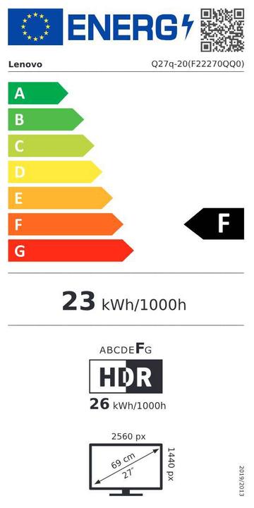 Energie-Label Lenovo Q27q-20 (2560 x 1440 Pixel, 27")