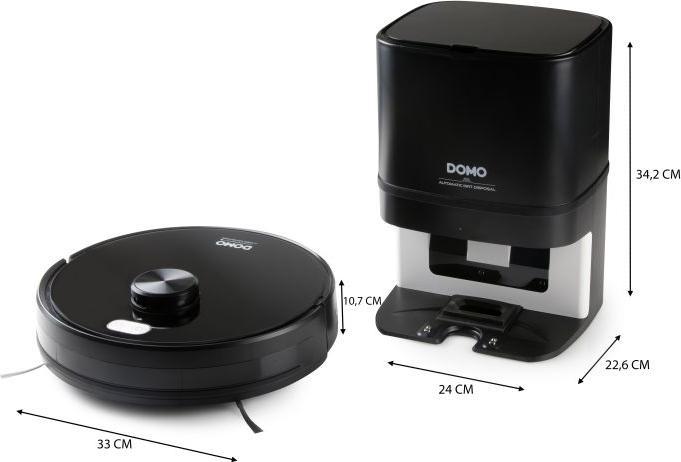 Image du produit Domo DO7298S Robot aspirateur/balayeur Noir App contrôlé, télécommandé, avec Wis (Robot d'aspiration et de nettoyage)