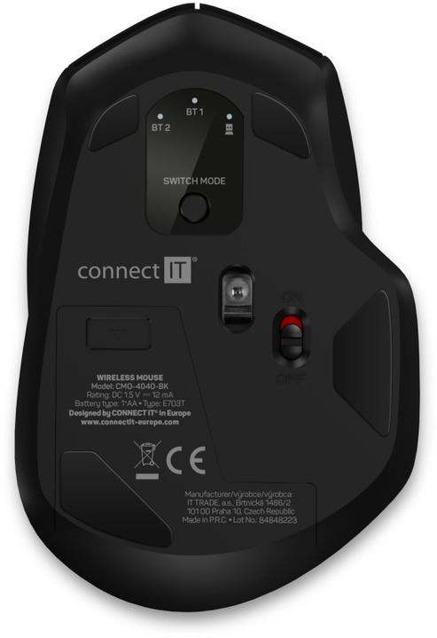 Produktbild Connect IT Triple SmartSwitch bezdrátová pelė, 2.4 GHz & Bluetooth 5.0, juoda (Kabellos)