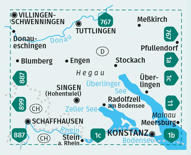 Energie-Label Wanderkarte 783 Hegau Westlicher Bodensee, Schaffhausen, Konstanz, Insel Mainau 1:5