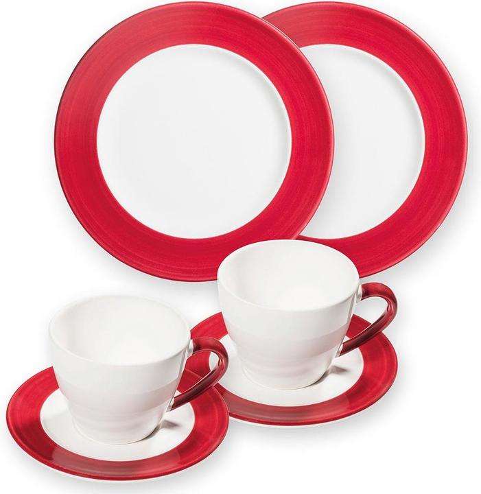 Actual product image Gmundner Keramik Bordeaux red variation, breakfast set for 2 Gourmet (2 Piece)