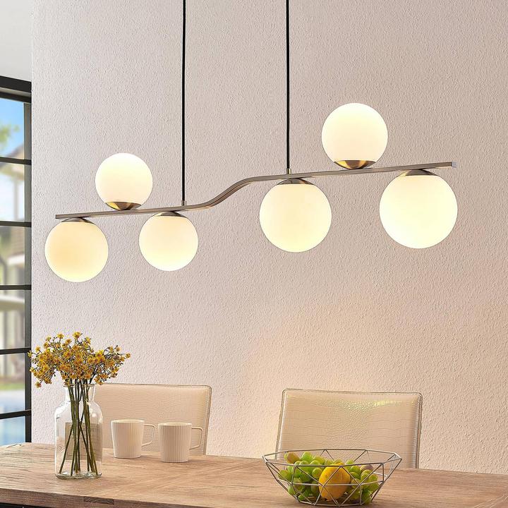 Image du produit Lindby Avalyn Lampe suspendue opale/nickel (E14)