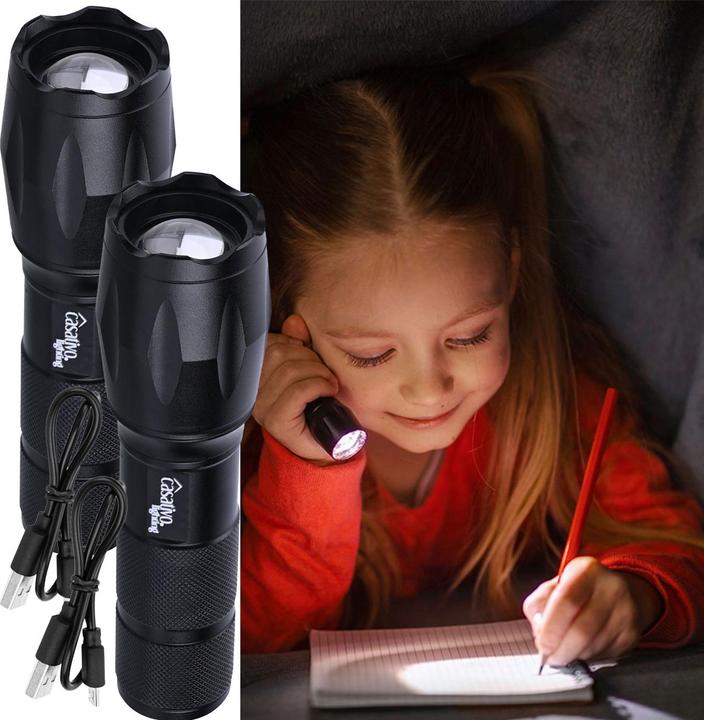 Immagine prodotto Casativo Set di 2 torce LED 2in1 e powerbank, 260 lm, batteria ricaricabile agli ioni di litio, IP44 (13.30 cm, 260 lm)