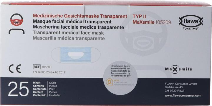 Produktbild Flawa Hygienemaske Typ II, Transparent 25 Stück (Typ II, 25 x)