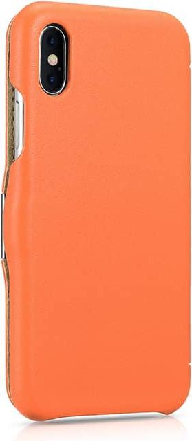 Produktbild iCarer iPhone X/XS - Luxury Series Echtleder Flip Case RI802-IG, orange (Apple iPhone X, Apple iPhone XS)