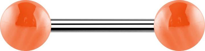 Produktbild Star Piercing Barbell silber mit zwei Kugeln metallbeschichtet orange (ohne Messing, Acryl, Chirurgenstahl 316L)
