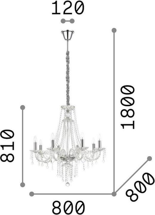 Image du produit Ideal lux AMADEUS Suspension E14 8x ⌀800mm dimmable Clair 168777 (E14)