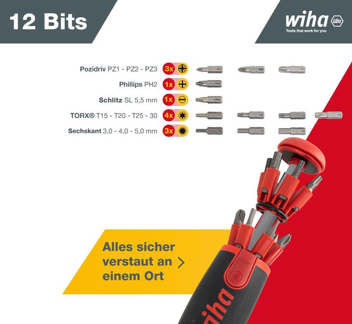 Actual product image Wiha LiftUp 25 (Port, External hexagon, Phillipps cross recess (PH), Torx (TX), Pozidriv cross recess (PZ))