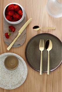 Immagine prodotto Amefa Set di posate 24 pezzi martellate PVD champagne 3319 Felicity (24 Pezzo/i, Set di posate)