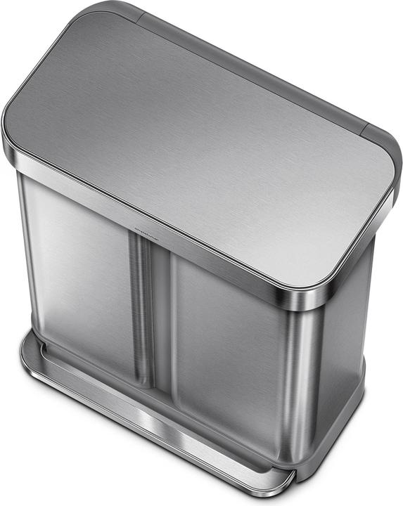 Produktbild Simplehuman Abfalleimer Doppelkammer 58 l, Silber gebürstet (58 l)