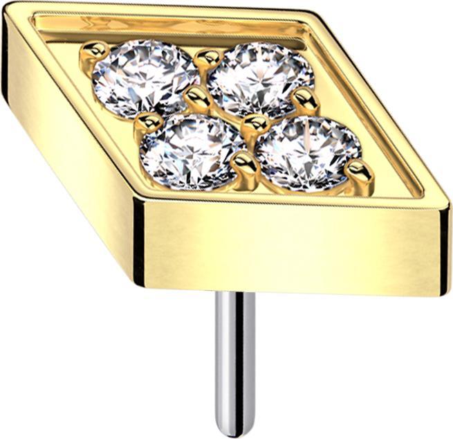 Star Piercing Threadless Diamant vergoldet Kristalle silber (ohne Messing, Titan G23)