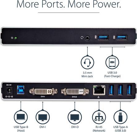 Actual product image StarTech USB 3.0 Laptop Docking Station (USB-B, 5 Ports)